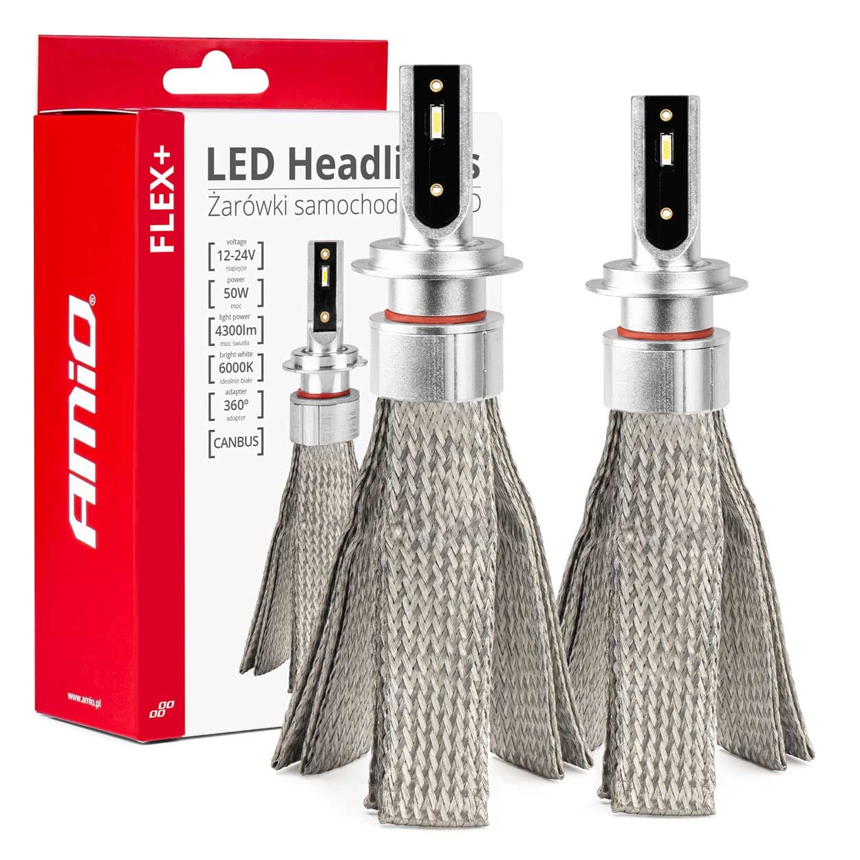AMiO FLEX+ H7 LED žarnice za avto (12V/24V, 6000K, Canbus)