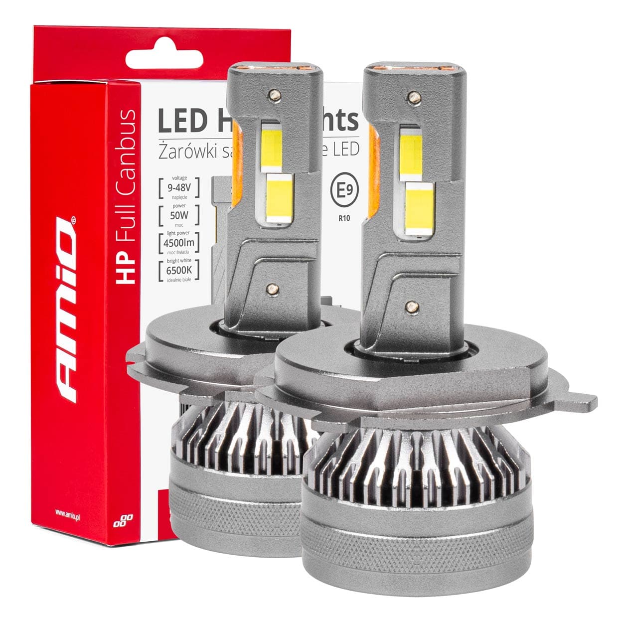 LED žarnica AMiO H4/H19 HP Full Canbus, 12V/24V, 6500K