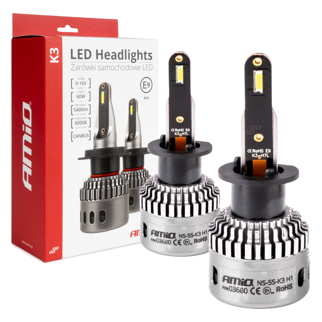 LED žarnica AMiO K3 H1 Canbus, 12V, 6000K