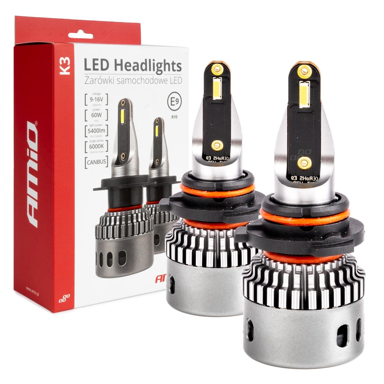 LED žarnica AMiO K3 HB3/HIR1 (9011/H10) Canbus, 12V, 6000K