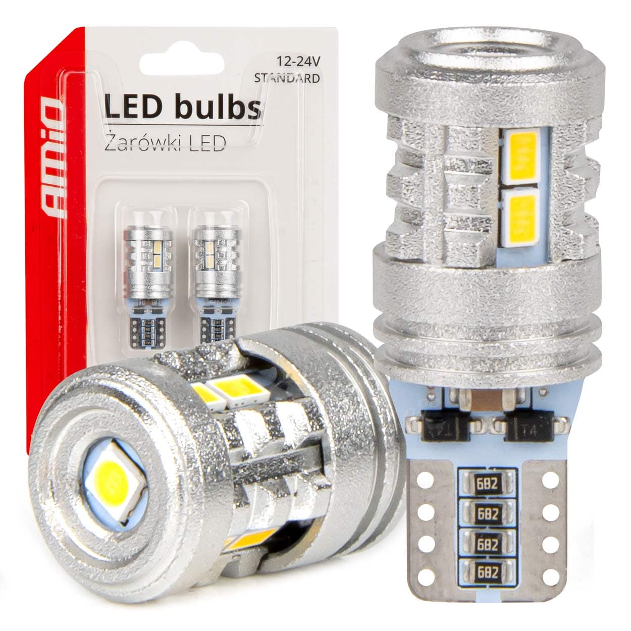 LED žarnici T10 W5W AMiO (7x SMD, 12V/24V)