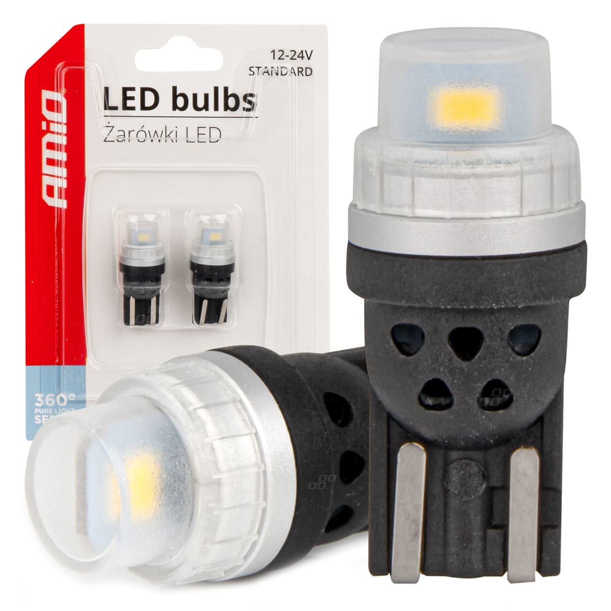 LED žarnice AMiO Pure Light T10 W5W, 6000K, bela