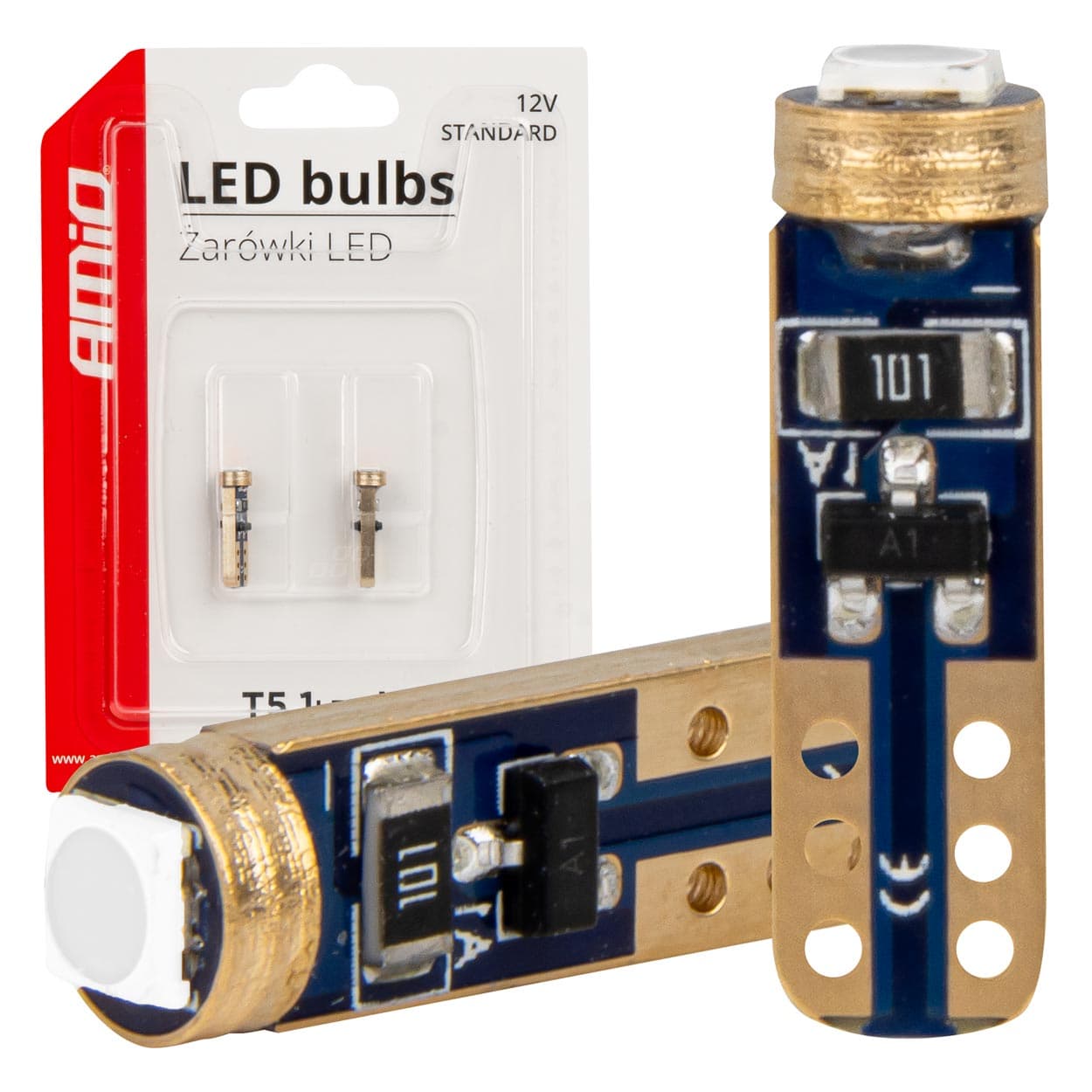 LED žarnice AMiO Standard Blue W1W T5, 12V, modre