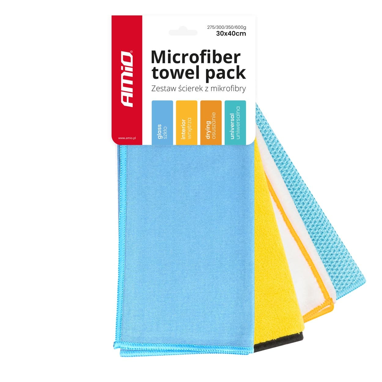 Set 4 mikrofiber krp AMiO za avto (30x40 cm)