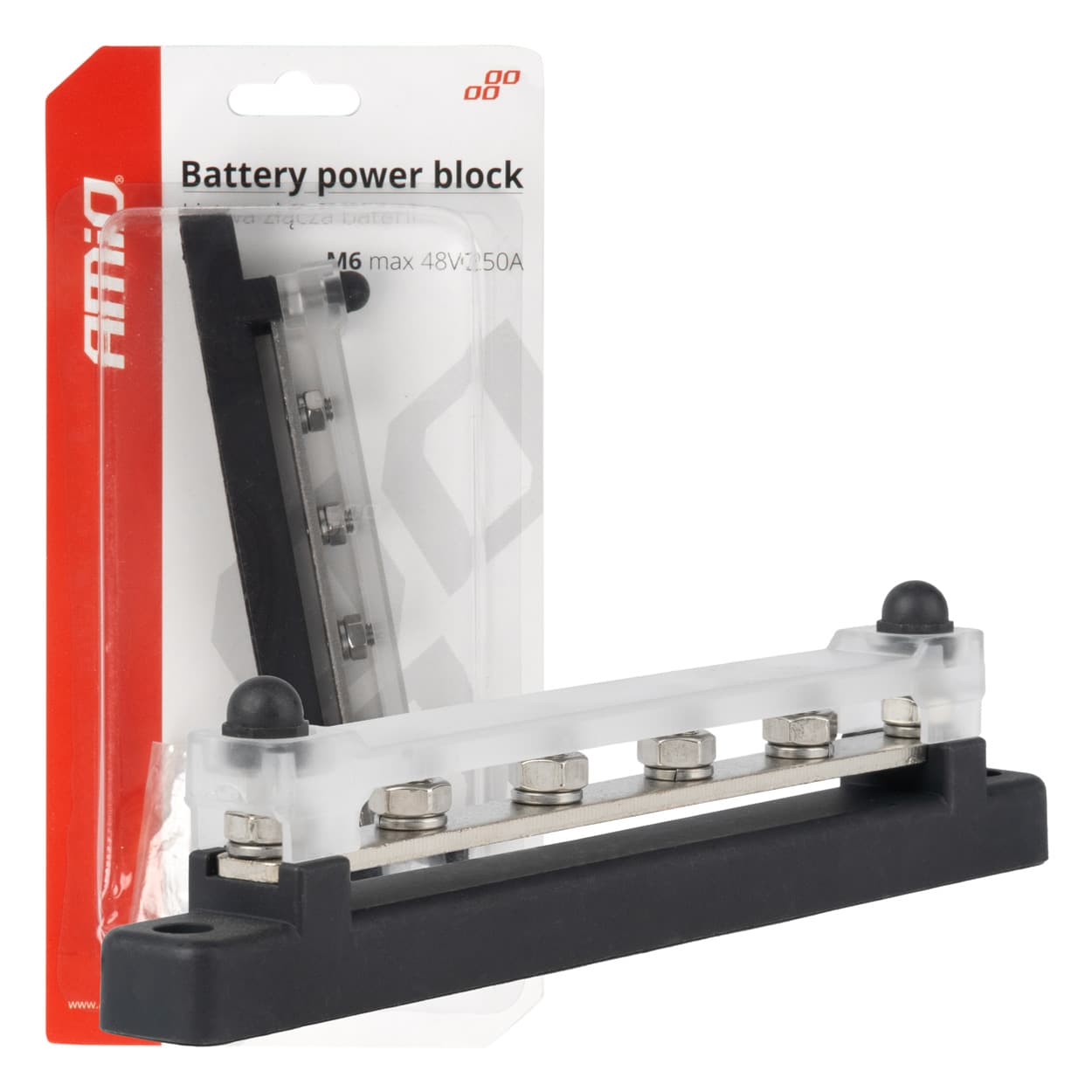AMiO (+/-) sabirni blok Bus Bar, M6, 12V-48V, 150A