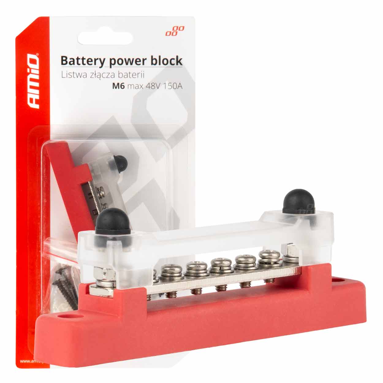 AMiO (+/-) sabirni blok Bus Bar, M6, 12V-48V, 150A