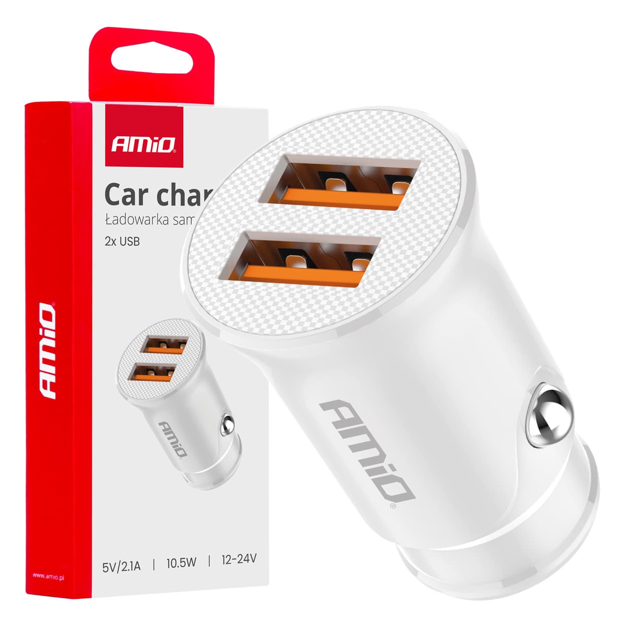AMiO avto polnilnik 2x USB-A 2.1A