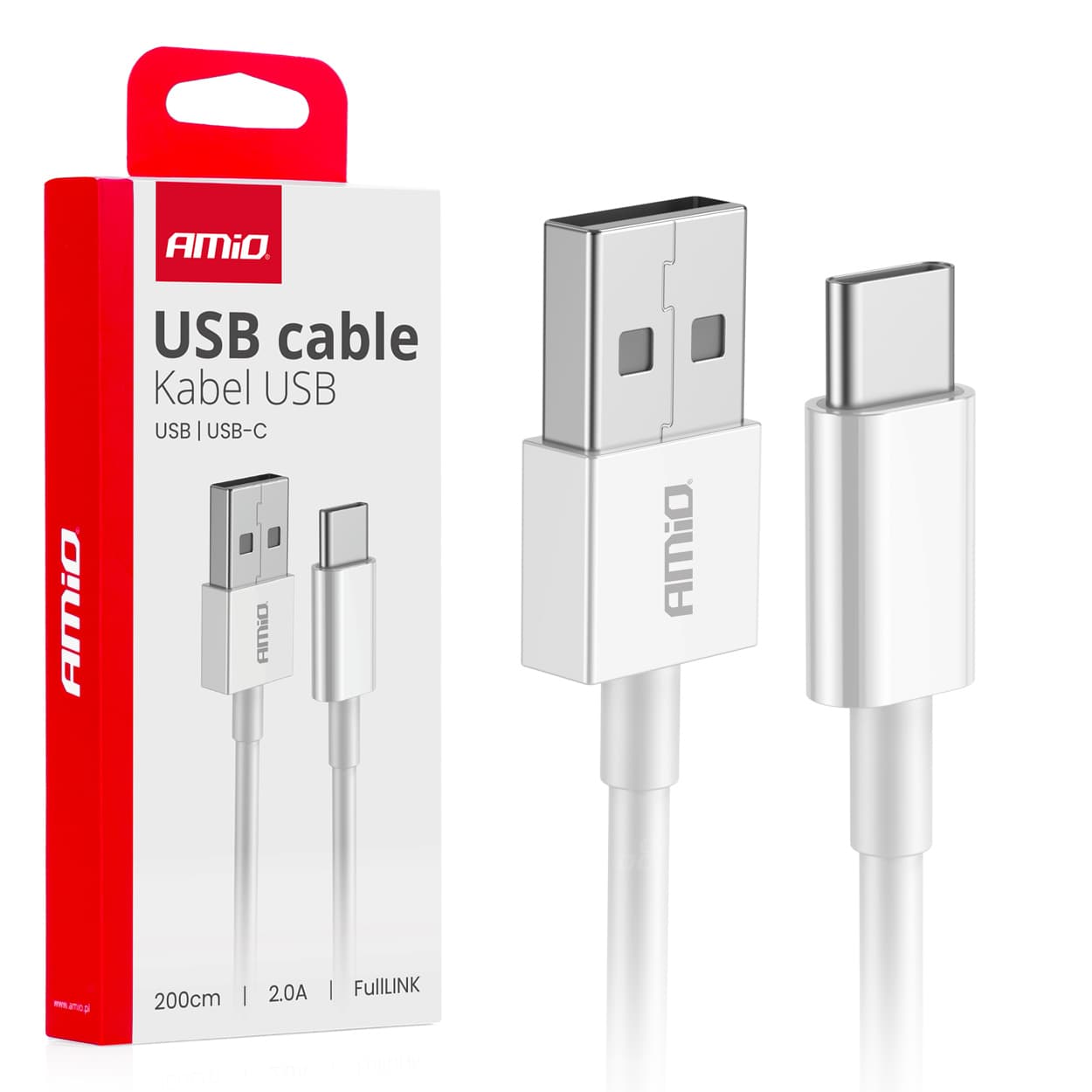 AMiO polnilni kabel USB-A - USB-C, 2A, 200cm