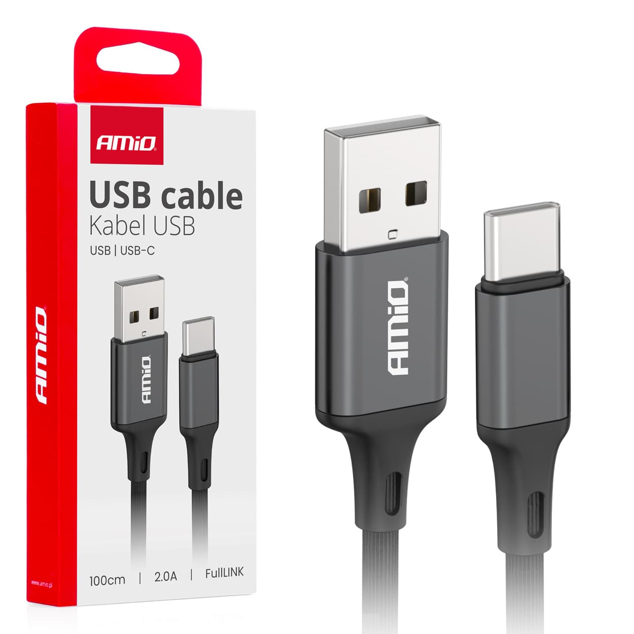 AMiO USB-A v USB-C polnilni kabel, 2A, 100cm