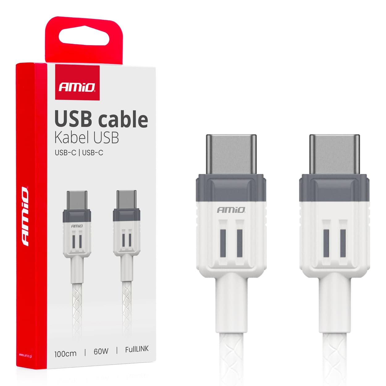 AMiO USB-C - USB-C kabel, 60W, 100 cm