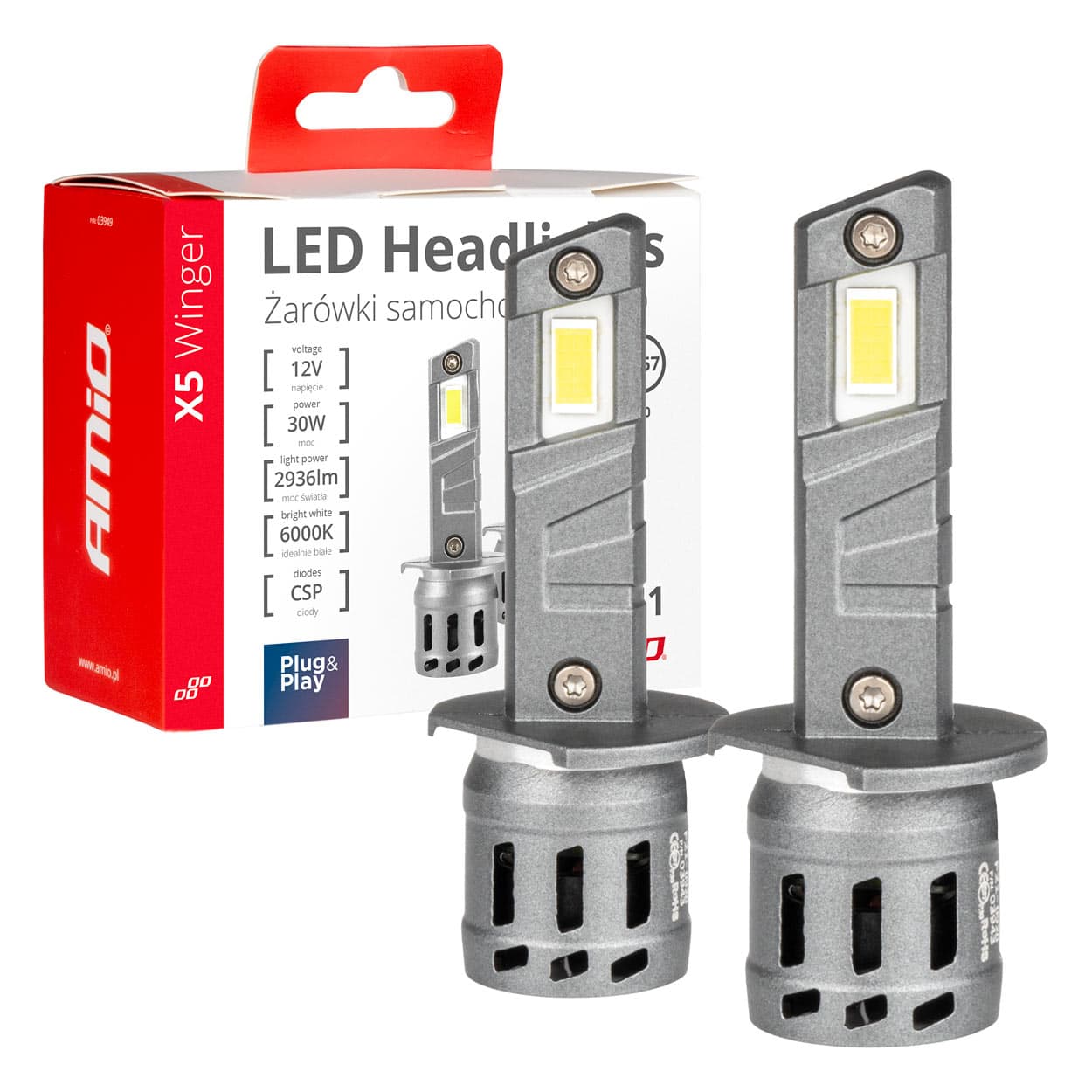 AMiO LED žarnici X5 WINGER H1 6000K CANBUS