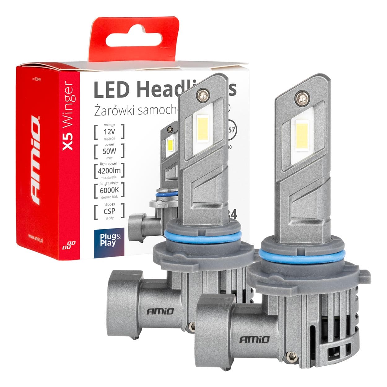 AMiO LED žarnici X5 WINGER HB4 6000K CANBUS