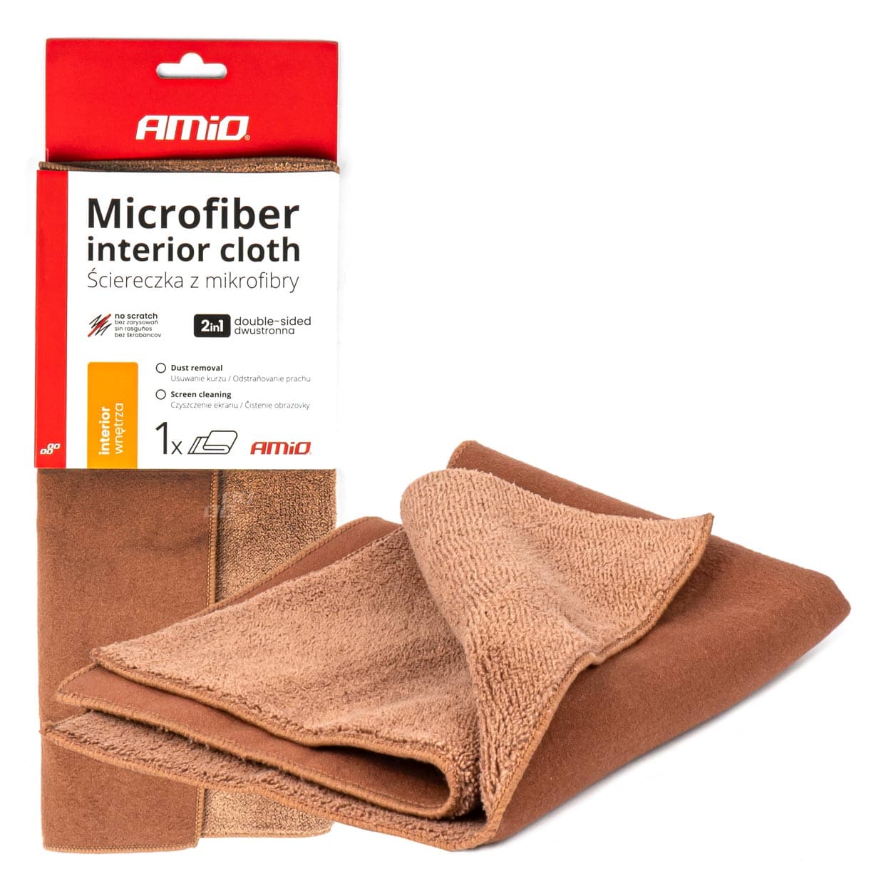 Mikrofiber krpa AMiO 2v1 za notranjost in ekrane, 30x30 cm