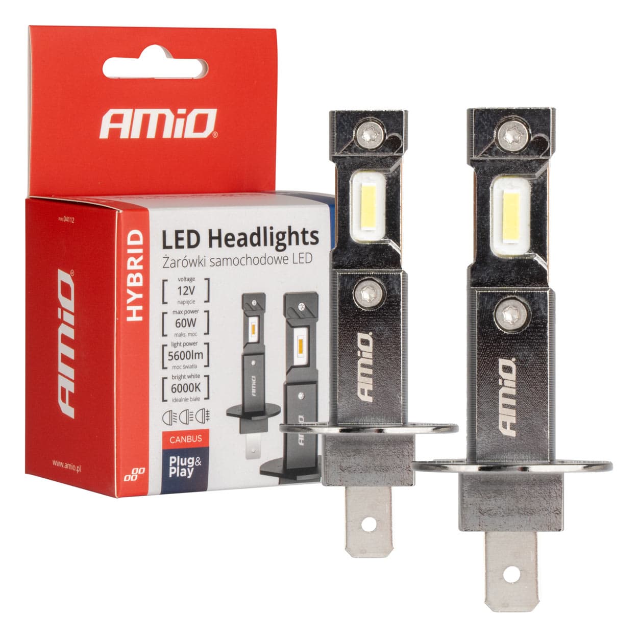 AMiO Hybrid H1 LED žarnice za avto, 6000K, Canbus, 60W