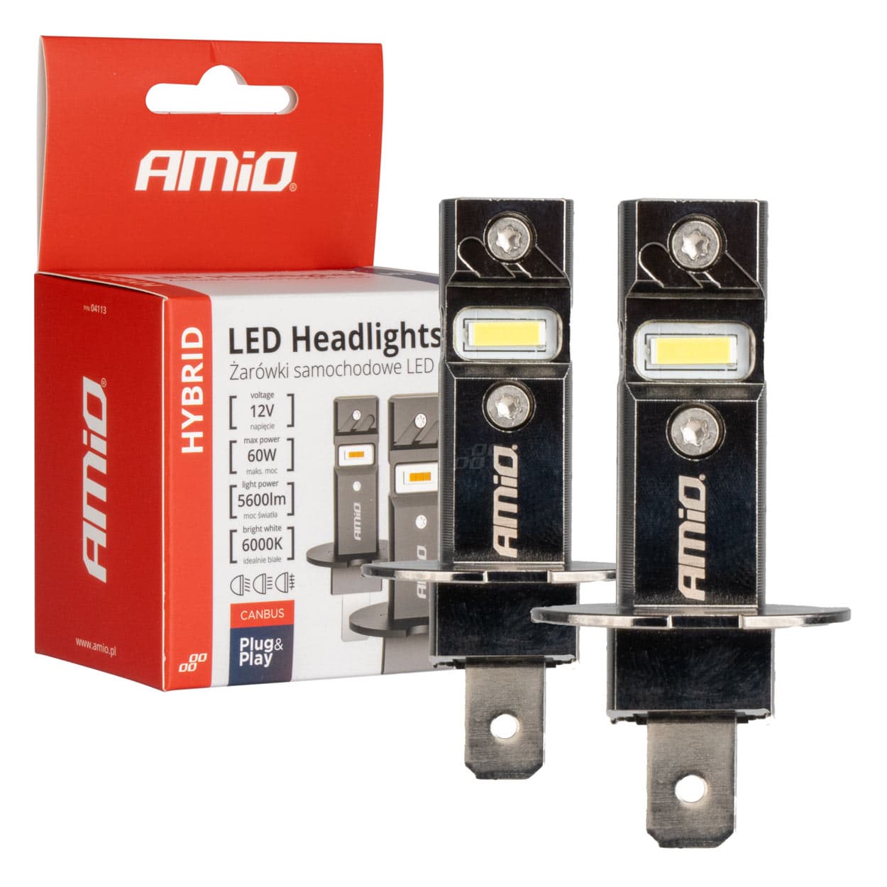 AMiO Hybrid H3 LED žarnice za avto, 6000K, Canbus, 60W