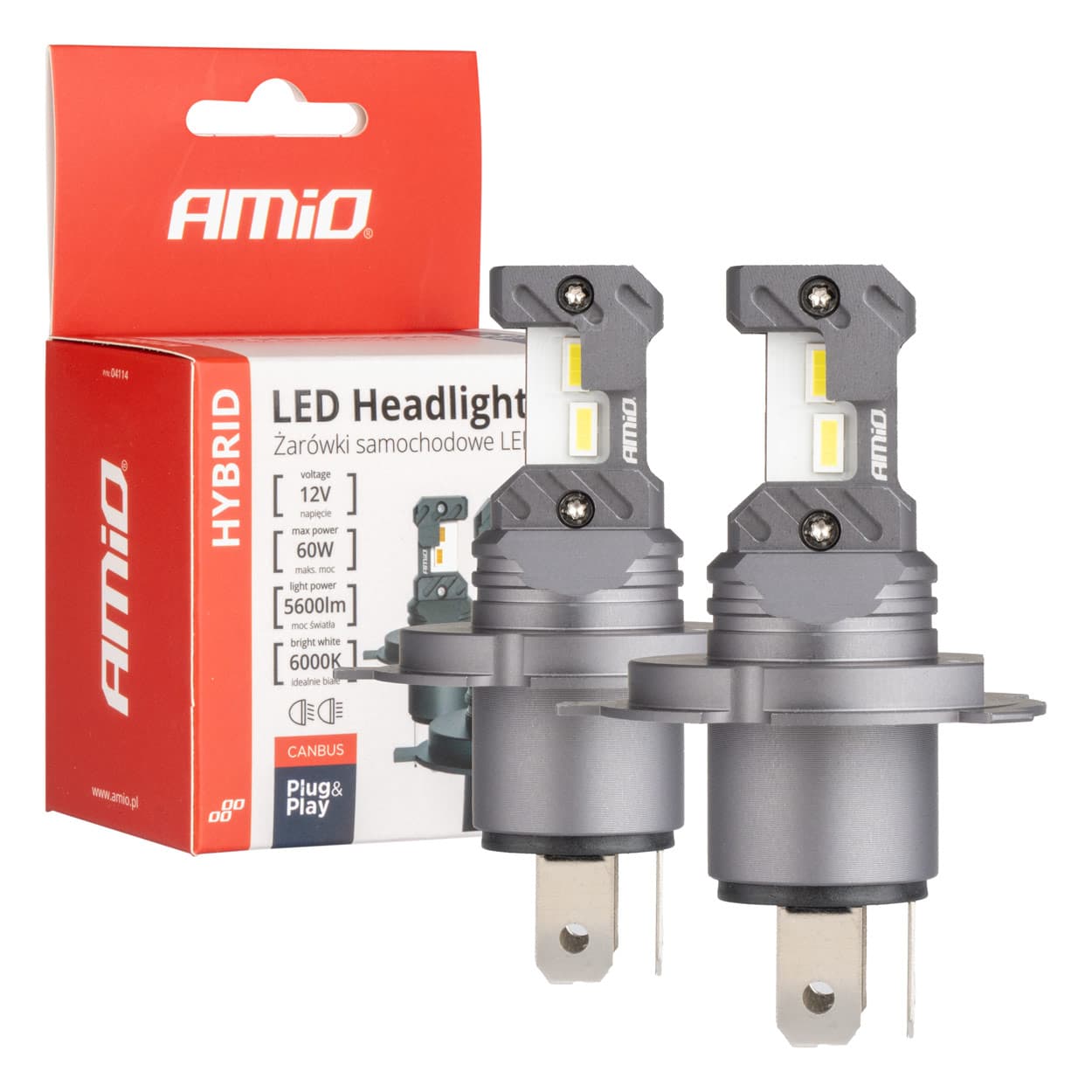 AMiO Hybrid H4/H19 LED žarnice za avto, 6000K, Canbus, 60W