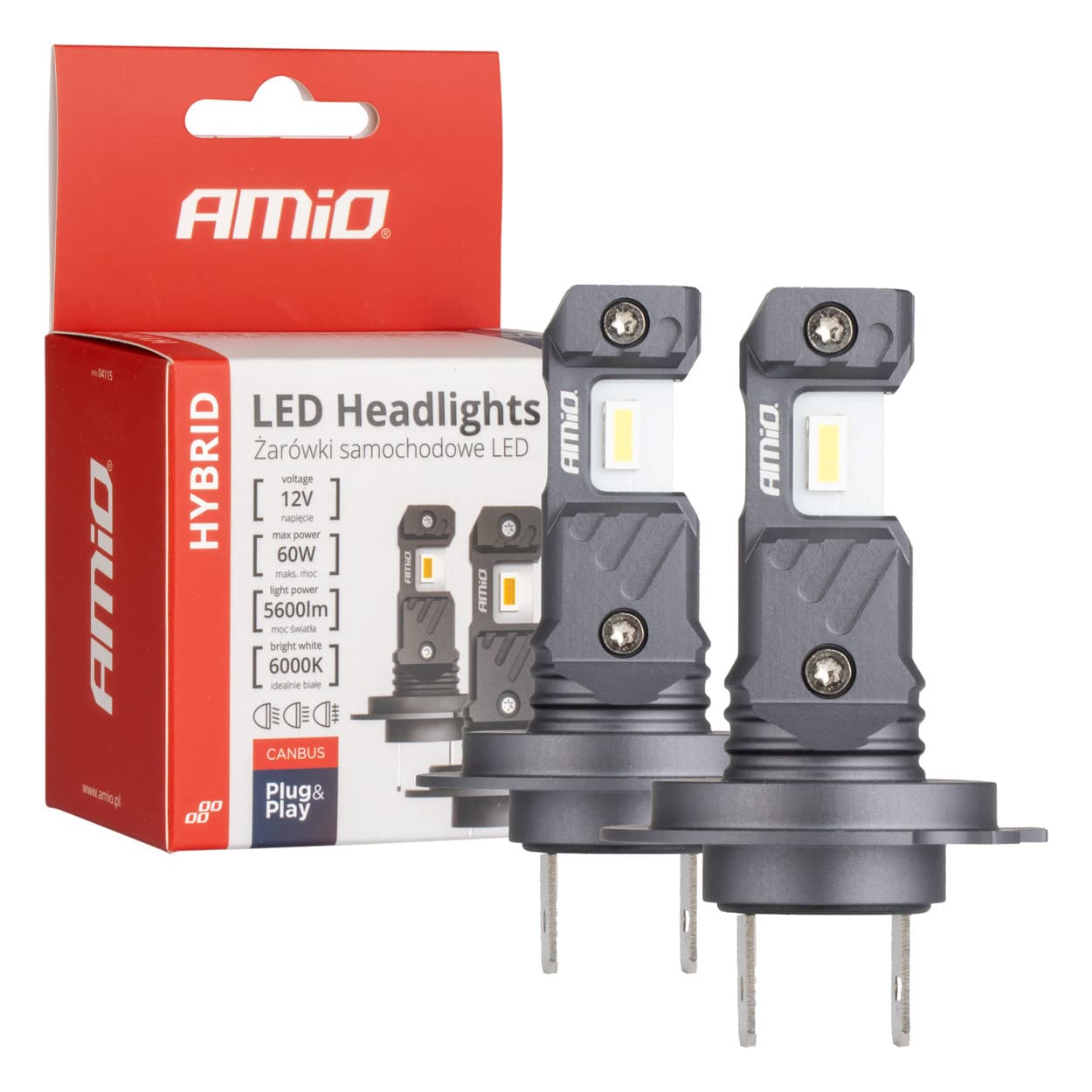 AMiO Hybrid H7/H18 LED žarnice za avto, 6000K, Canbus, 60W