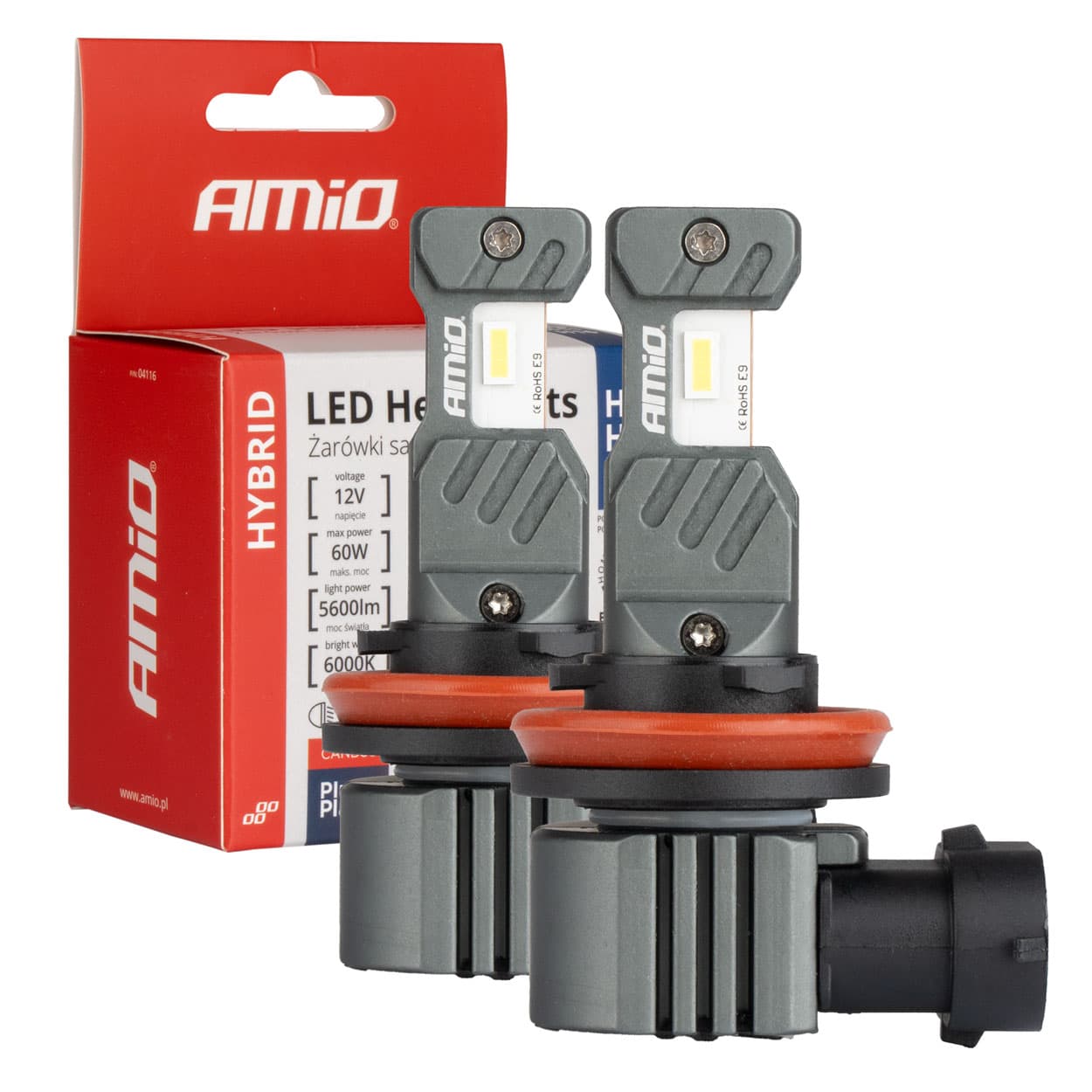 AMiO Hybrid H8/H9/H11/H16 LED žarnice za avto, 6000K, Canbus, 60W