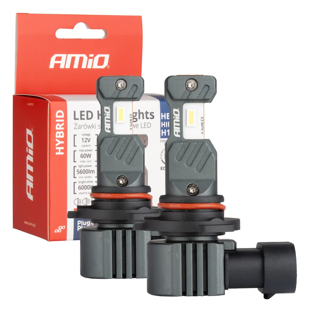 AMiO Hybrid HB3/HIR1/H10 LED žarnice za avto, 6000K, Canbus, 60W