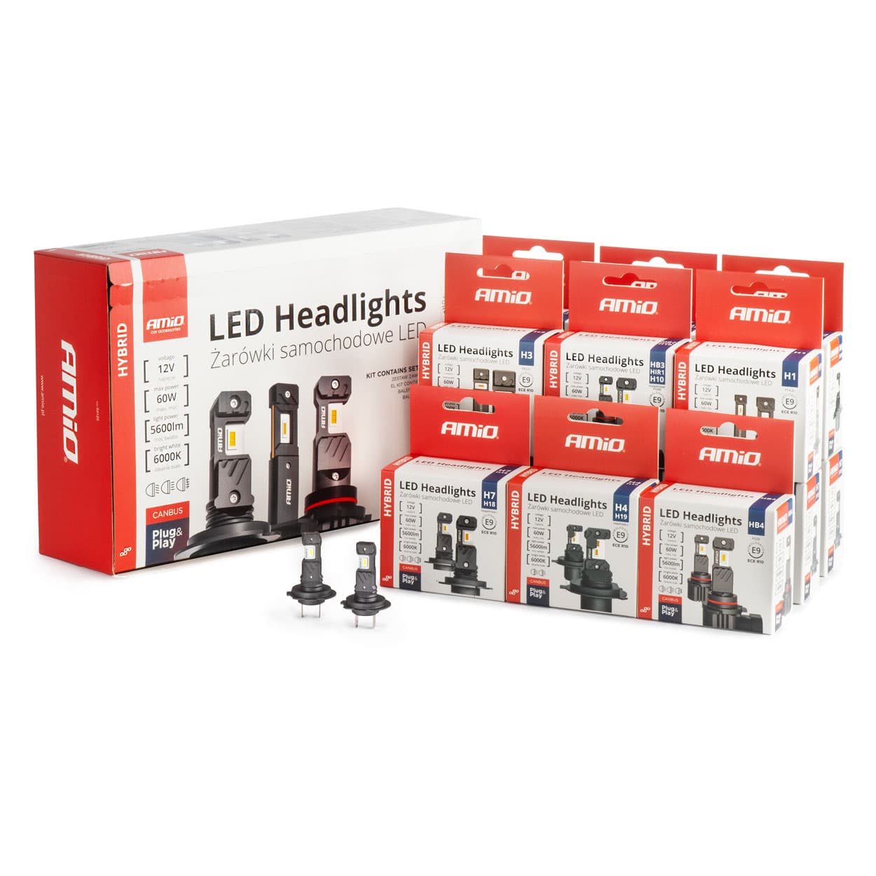 AMiO Hybrid LED komplet žarnic za avto 16/1 (H1, H3, H4, H7, HB3, HB4), 6000K