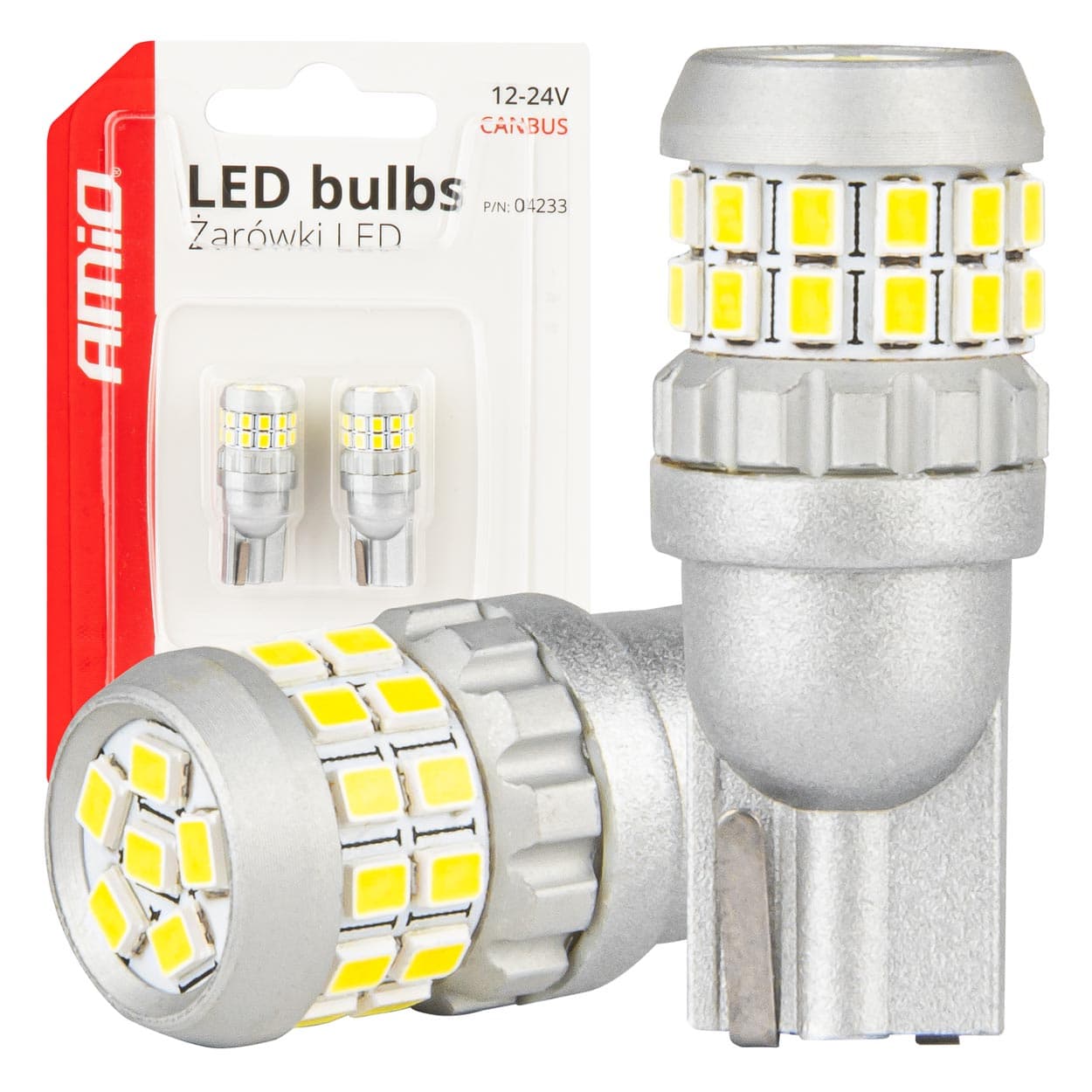 AMiO LED žarnici T10 W5W Canbus, 30x SMD 2016, bela, 12V/24V