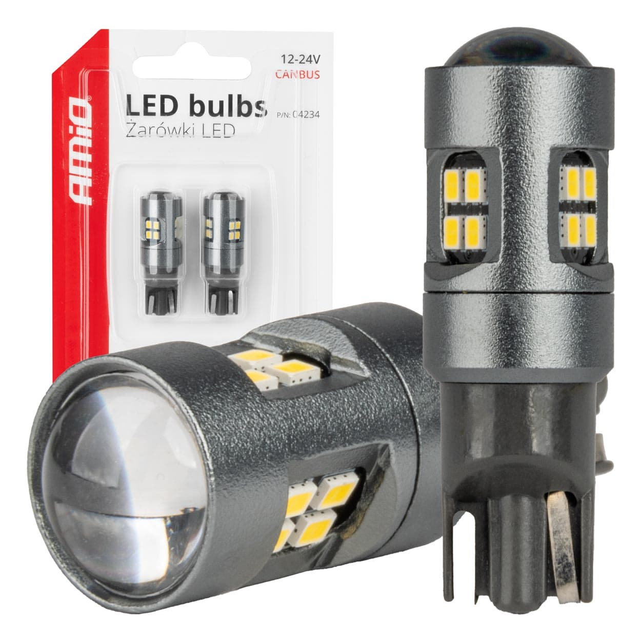LED žarnica AMiO CAN-BUS T10 W5W 16xSMD 2016 White (12/24V)