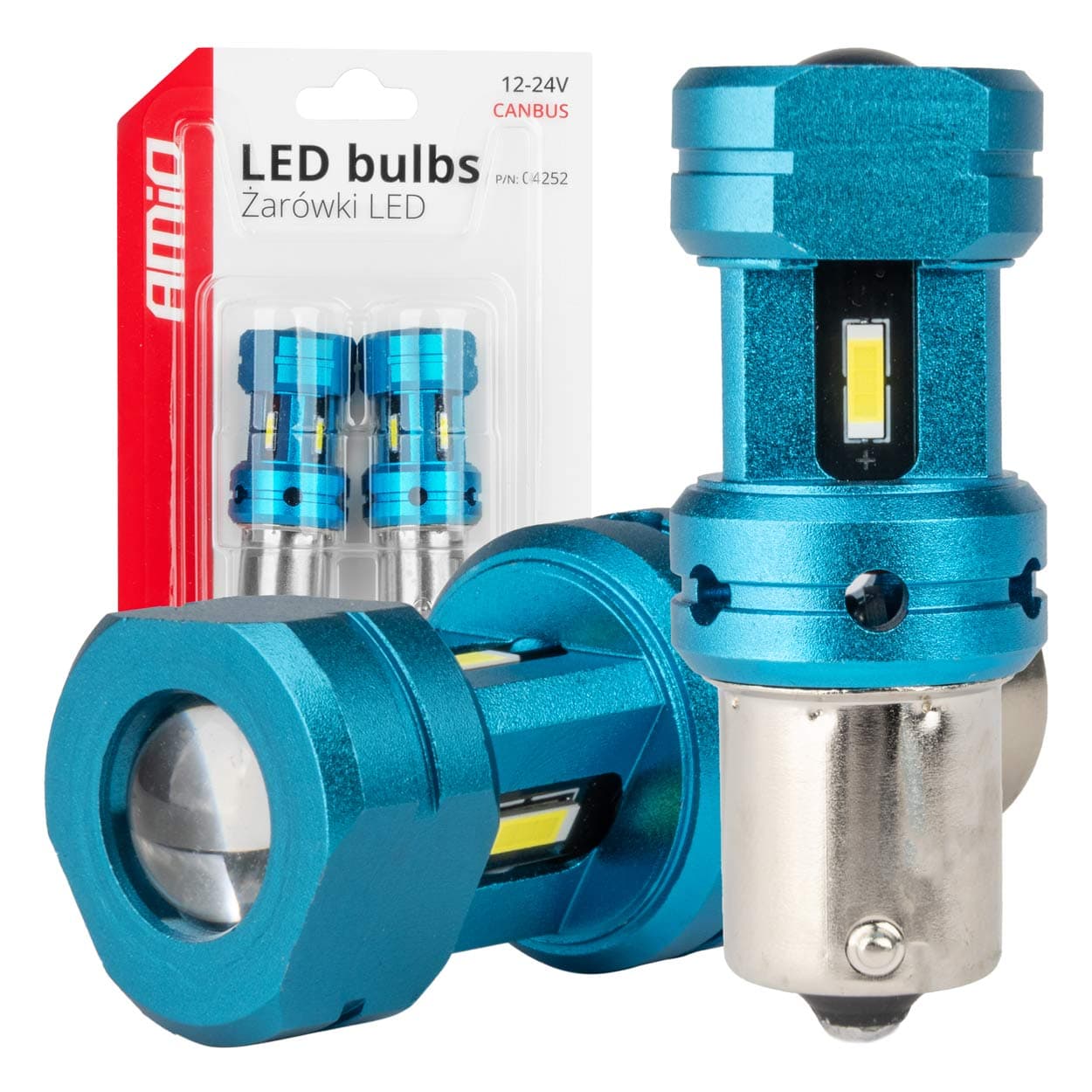 LED žarnica AMiO CAN-BUS 1156 BA15S 4xSMD 1860 White (12/24V)