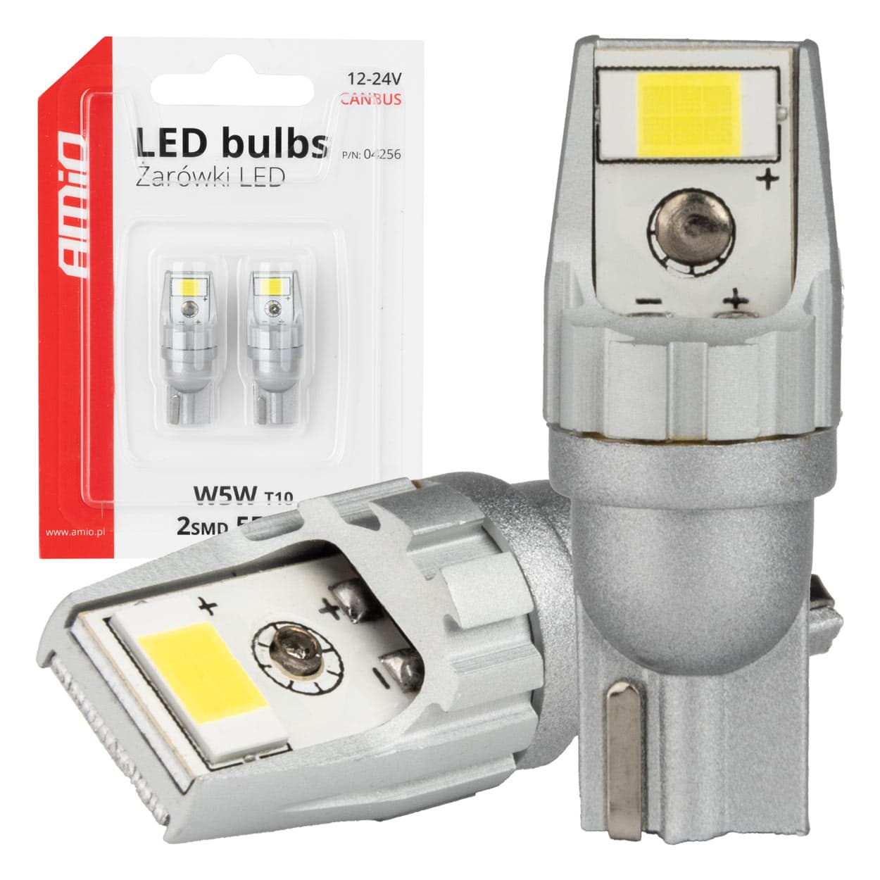 AMiO LED žarnici CANBUS T10 W5W 2SMD 3570 White (12V/24V)