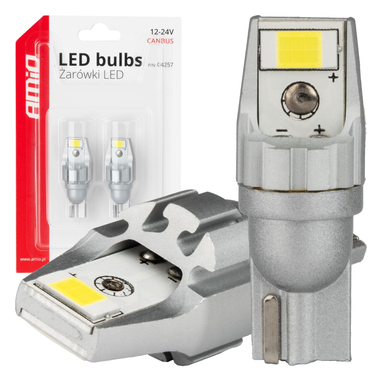 LED žarnici AMiO CANBUS T15 W16W, 2 SMD 3570 White