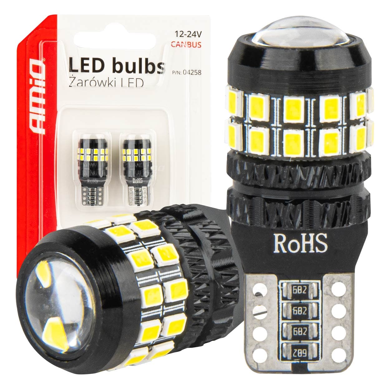 AMiO LED žarnice Canbus T10 W5W 27xSMD 2016, bele, 12V/24V