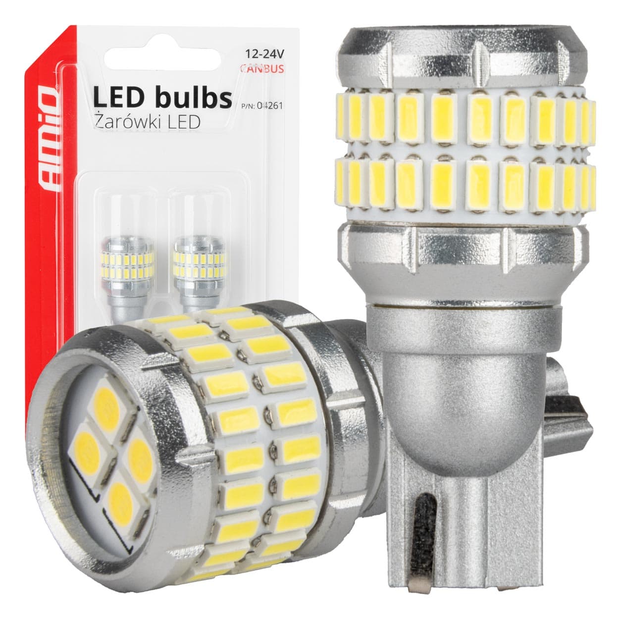 AMiO T15 W16W LED žarnice CANBUS 52xSMD 3014/3030 White (12V/24V)