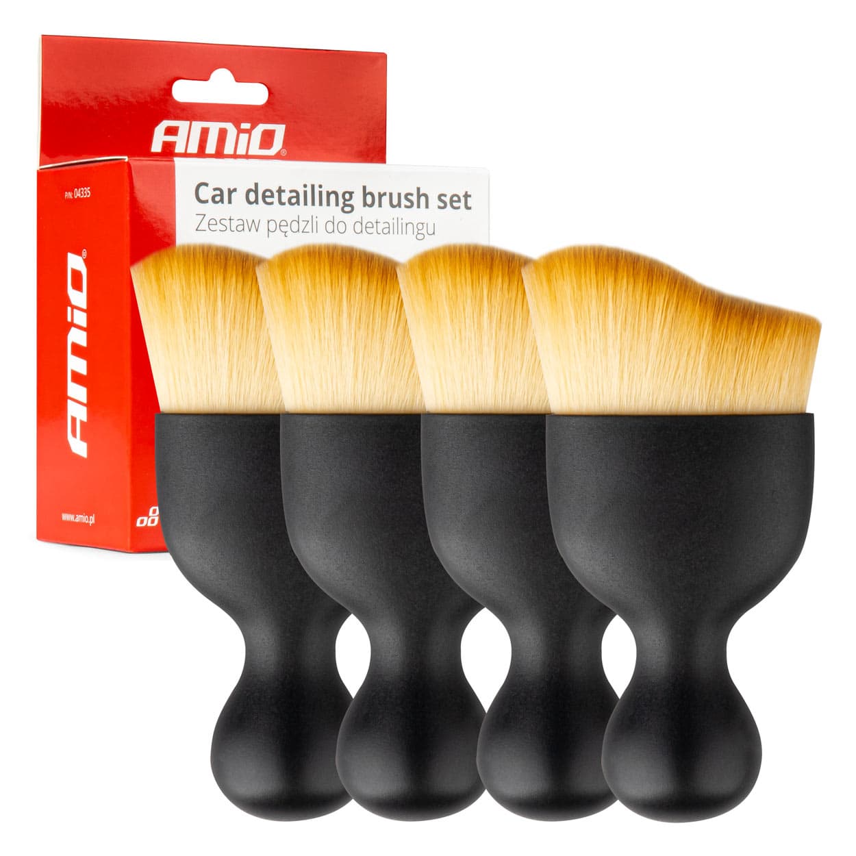Set detailing krtač za notranjost avtomobila AMiO, 4 kosi