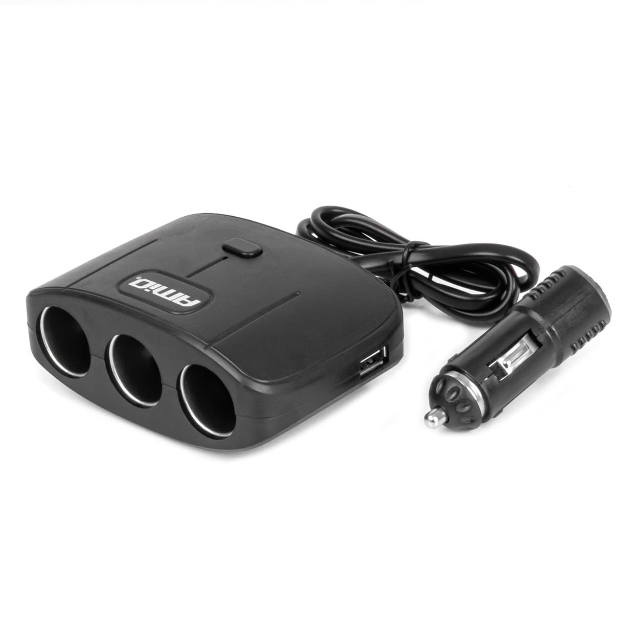 AMiO avto polnilec: razdelilec vžigalnika + 2x USB-A + ON/OFF stikalo