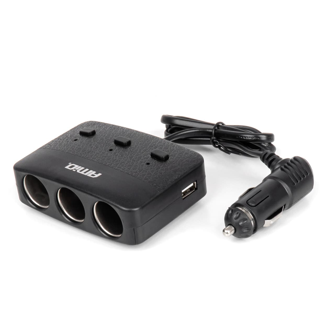AMiO Razdelilnik vtičnice avto vžigalnika (3x vtičnica, 2x USB-A, ON/OFF)