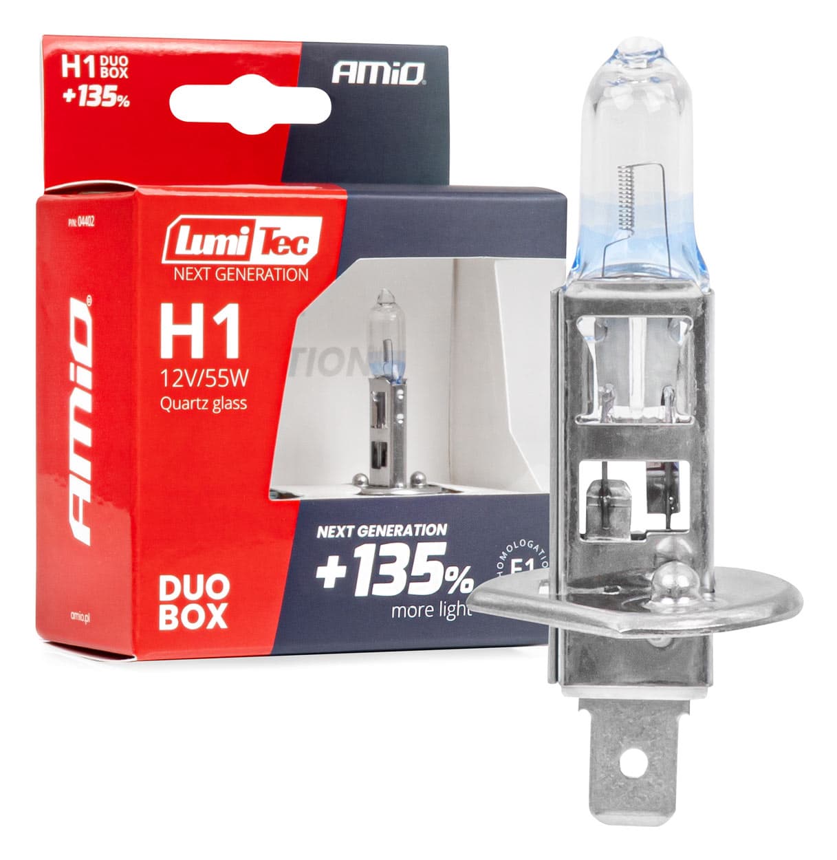 Halogenske žarnice AMiO LumiTec H1, 12V 55W, +135% svetlobe