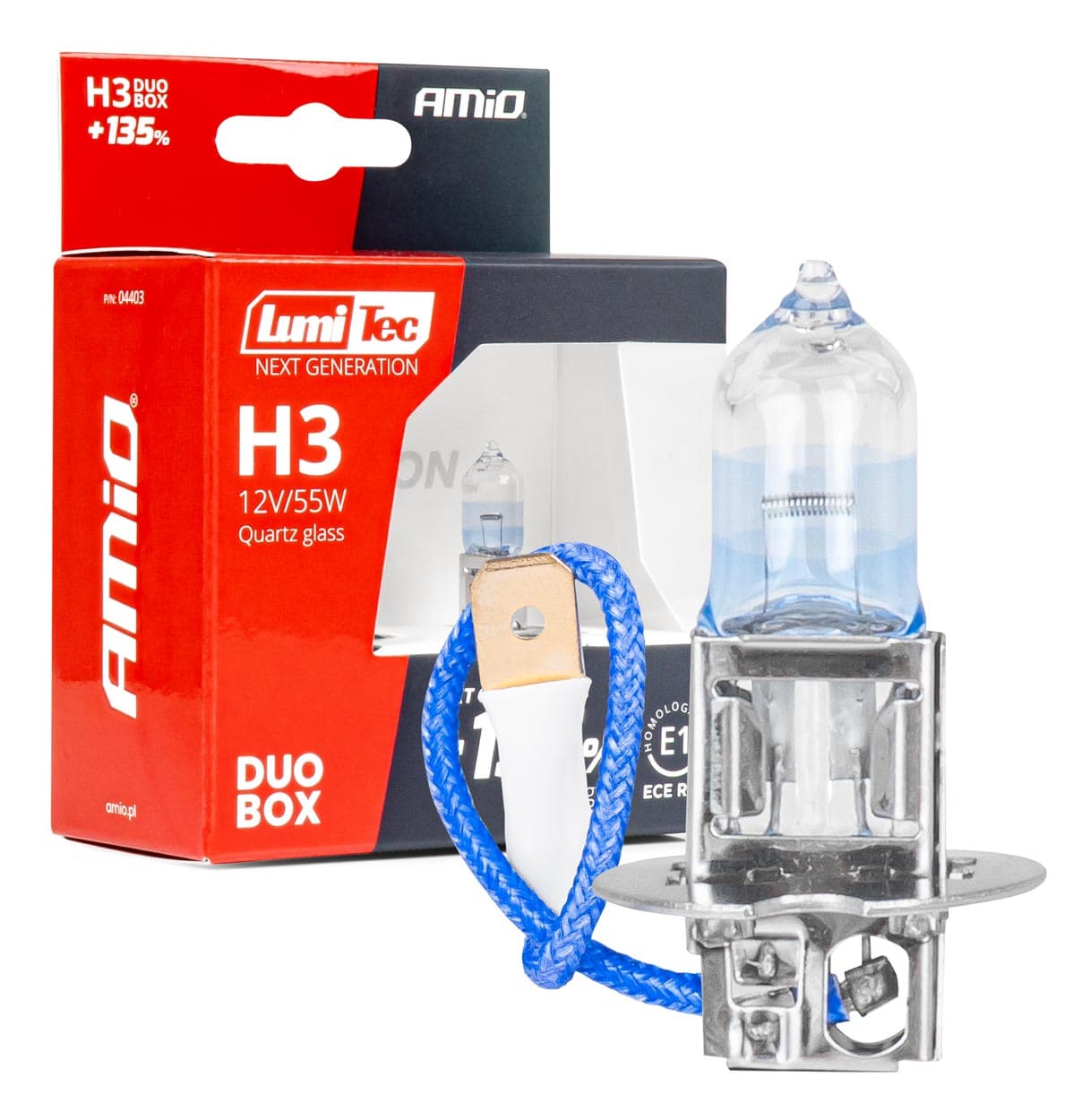 Halogenske žarnice AMiO LumiTec H3, 12V 55W, +135% svetlobe