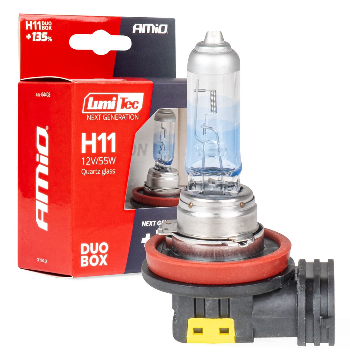 Halogenske žarnice AMiO LumiTec H11, 12V 55W, +135% svetlobe