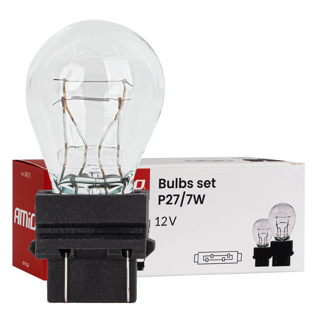 Halogenske žarnice AMiO P27/7W, 12V, 27/7W, W2.5x16q, 10 kosov