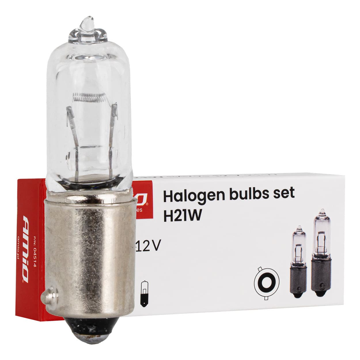 Halogenske žarnice AMiO H21W, 12V, 21W, BAY9s, 10 kosov