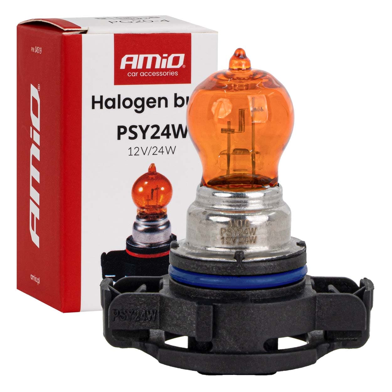 Halogenska žarnica AMiO PSY24W, 12V, 24W, PG20-4, Amber