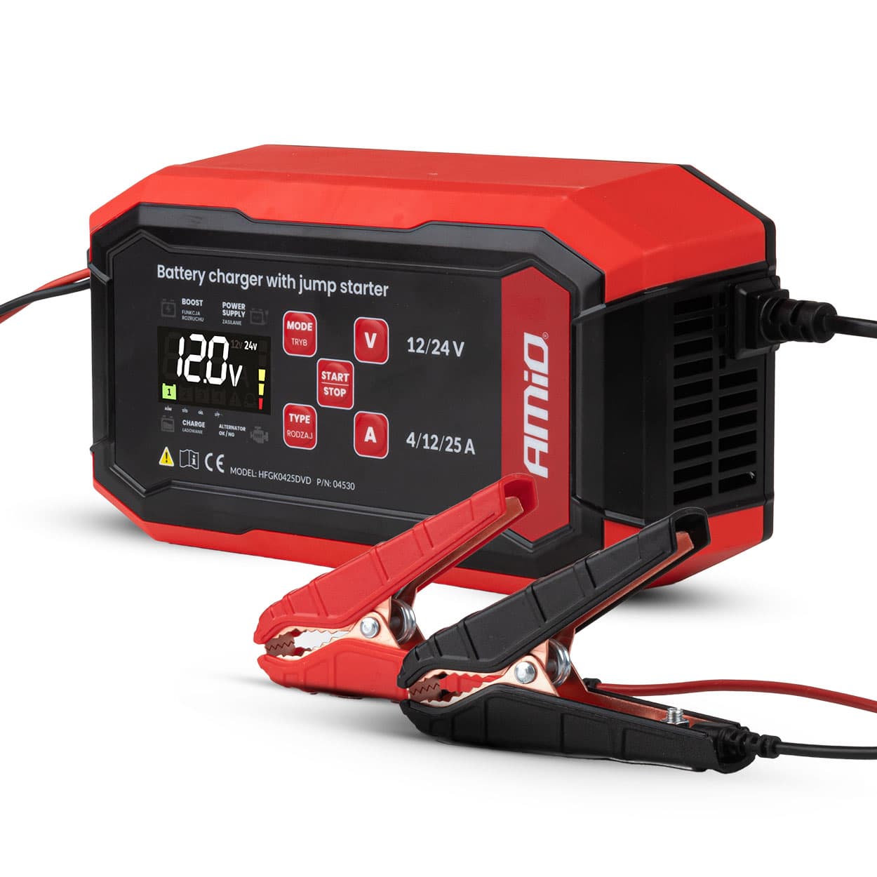 AMiO PRO digitalni polnilnik z zagonom - AGM/GEL/STD/LFP, 25A, 12V/24V