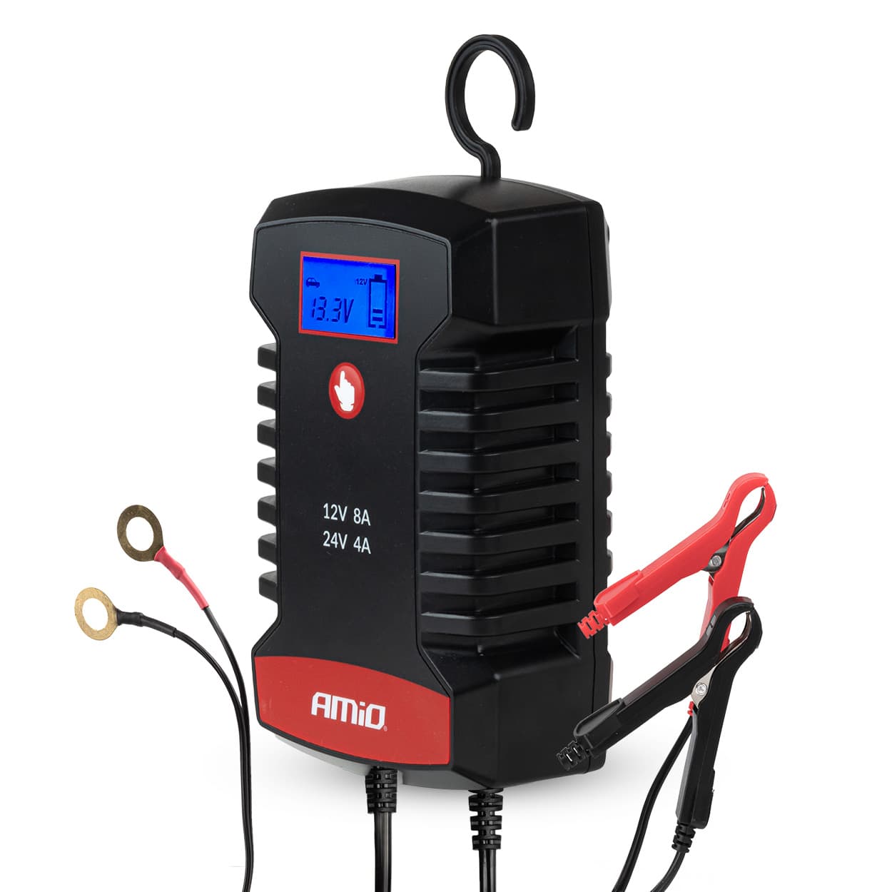AMiO Prostownik 12V/24V, 8A, za AGM, GEL, LFP, pametni polnilnik