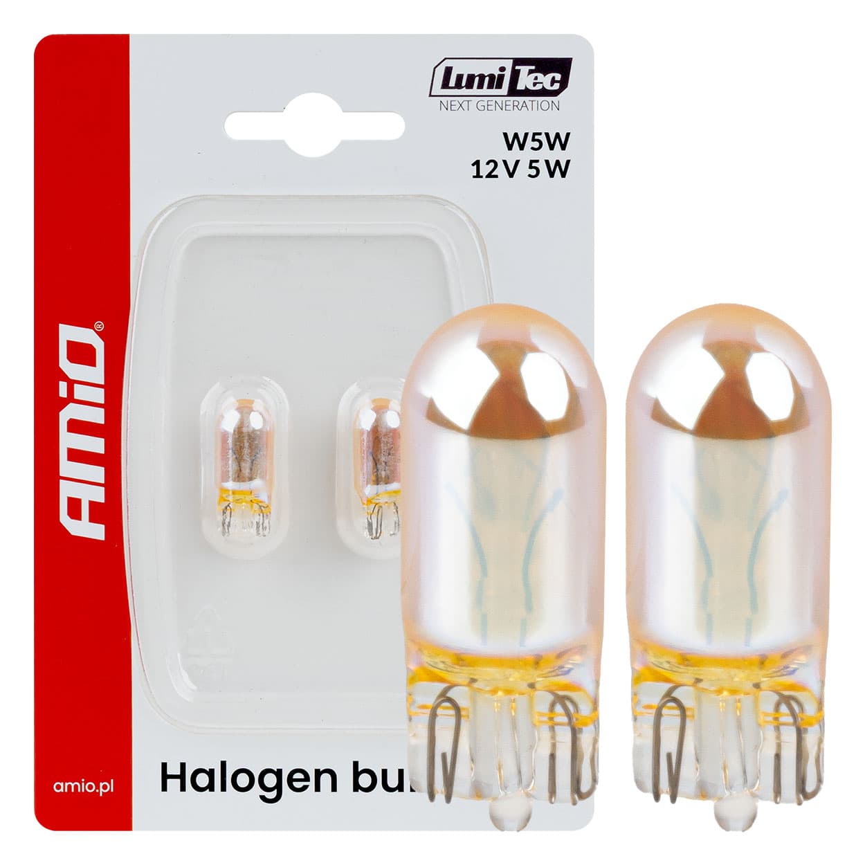 Halogenske žarnice WY5W 12V 5W LumiTec, oranžna/krom, 2 kom, AMiO
