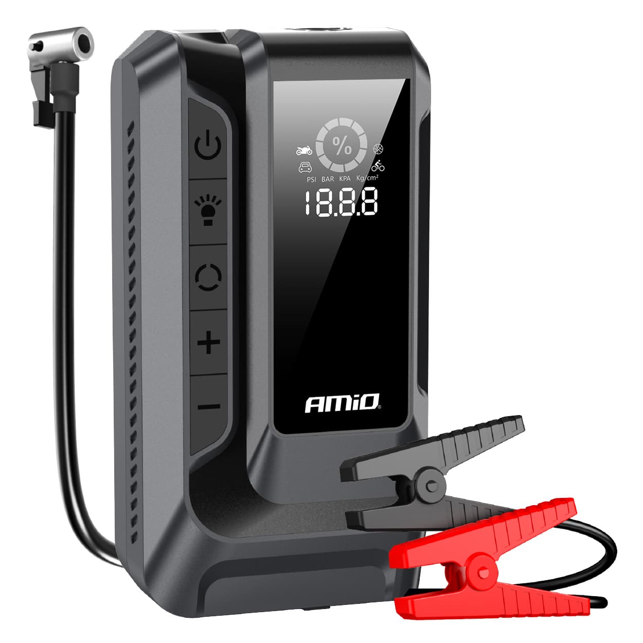 AMiO 4v1 naprava za zagon avtomobila: booster, powerbank, kompresor, LED (1600A)