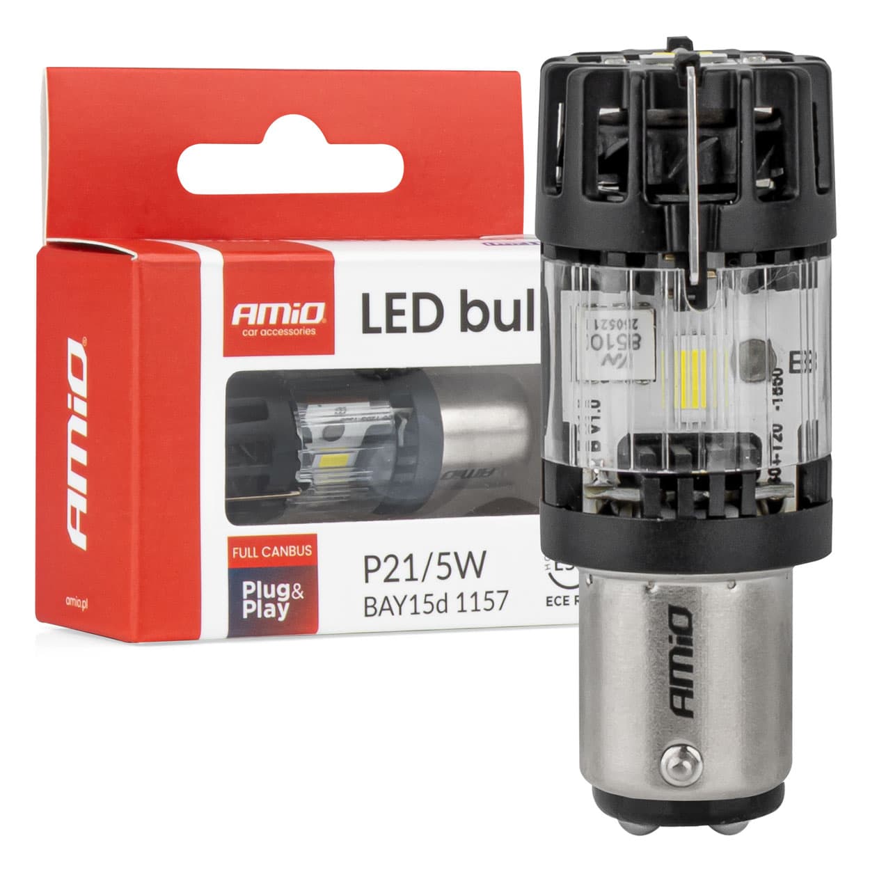 AMiO Lumitec BAY15D P21/5W LED žarnica, 12V, Full Canbus, bela