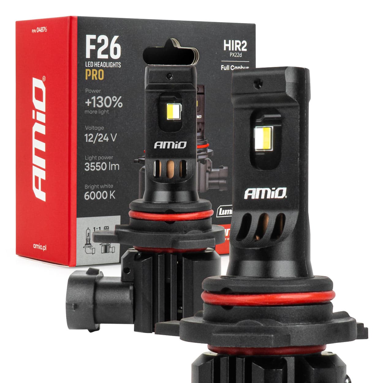 LED avtomobilske žarnice AMiO F26 Pro LumiTec +130% HIR2 Canbus