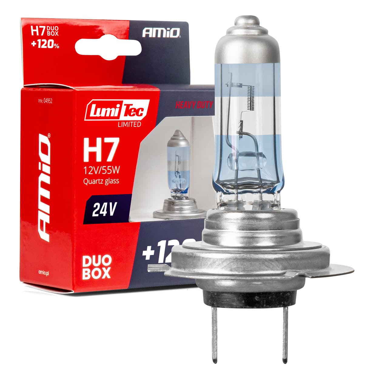 Avtomobilske H7 žarnice AMiO LumiTec, 24V, 70W, +120% svetlobe, 2 kosa