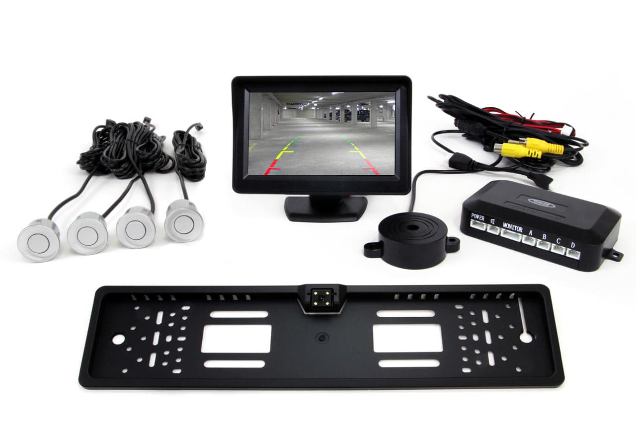 Asistent za parkiranje AMiO TFT01 4,3" s srebrno kamero CAM-402 LED