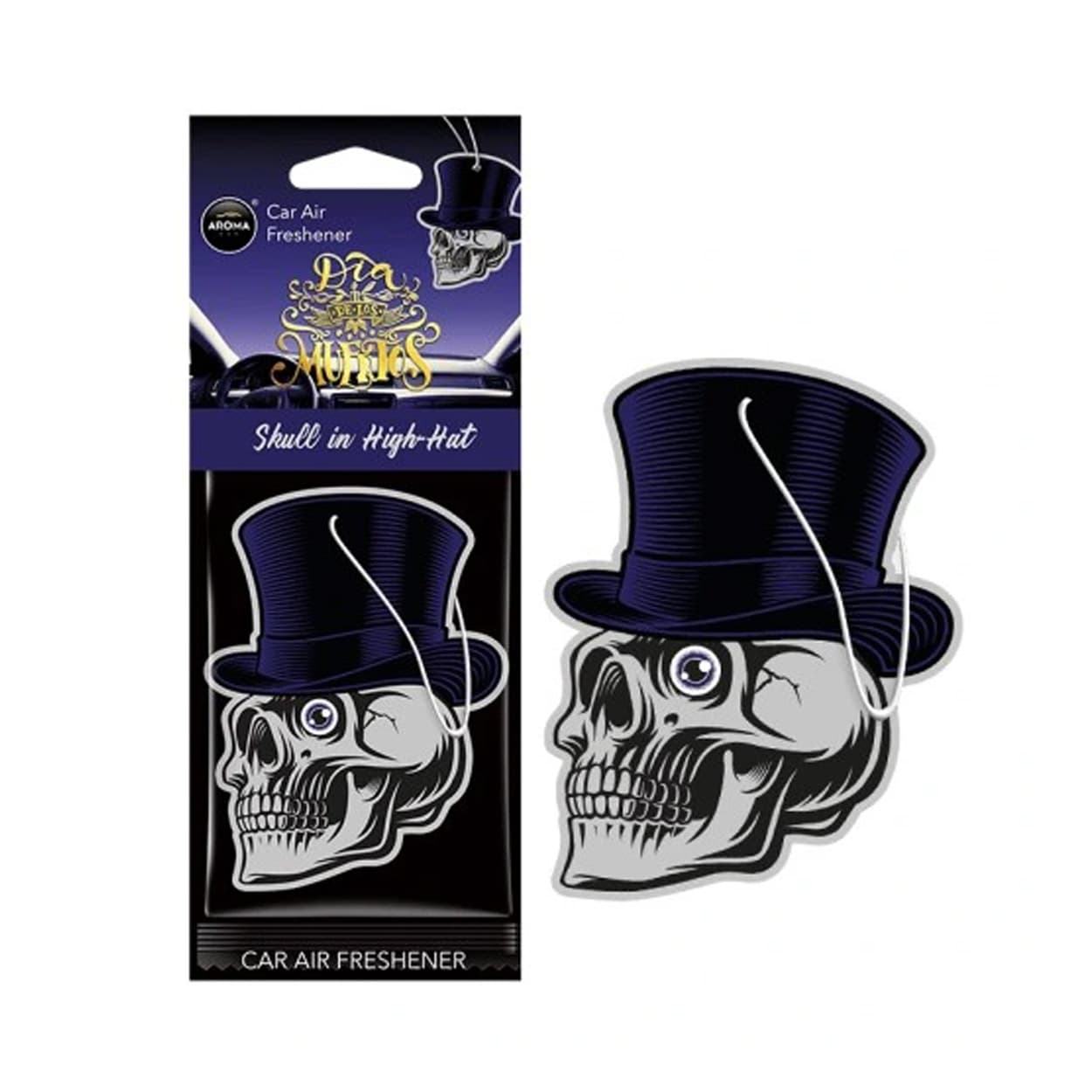 AROMA CAR osvežilec zraka, SKULL IN HAT BLACK OUD