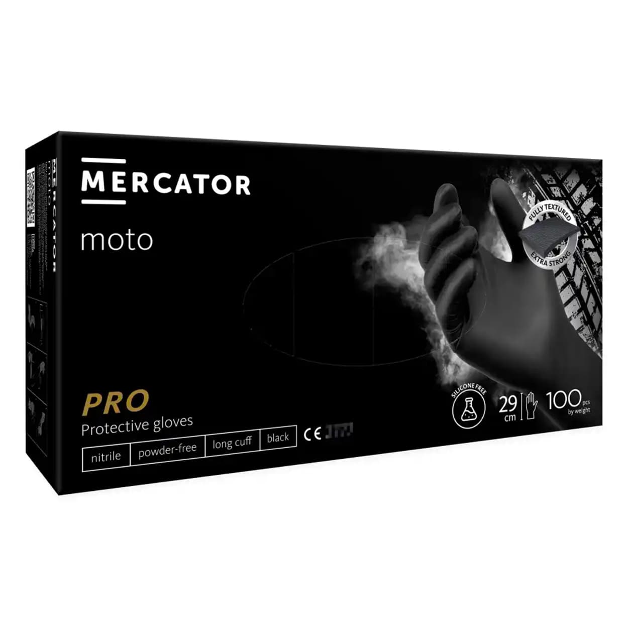 Nitrilne rokavice MERCATOR moto black, XXL (100 kosov)